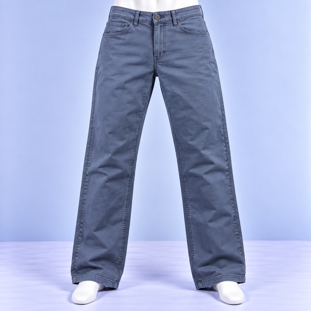 Van Heusen Never Tuck Pants Mens 32x30 Navy Blue Slim Fit Casual Trousers